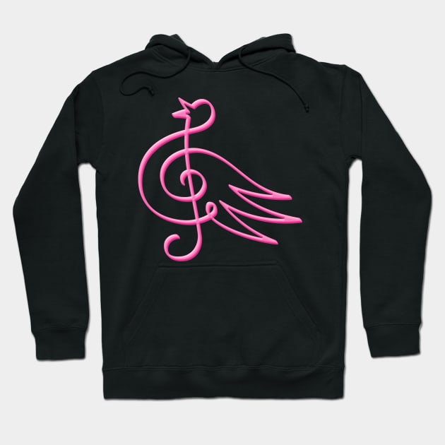 Pink Treble Clef Bird Hoodie by sifis